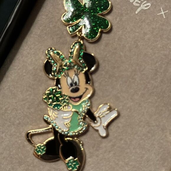 BaubleBar Minnie & Mickey mouse St. Patrick's day earrings - Picture 3 of 5